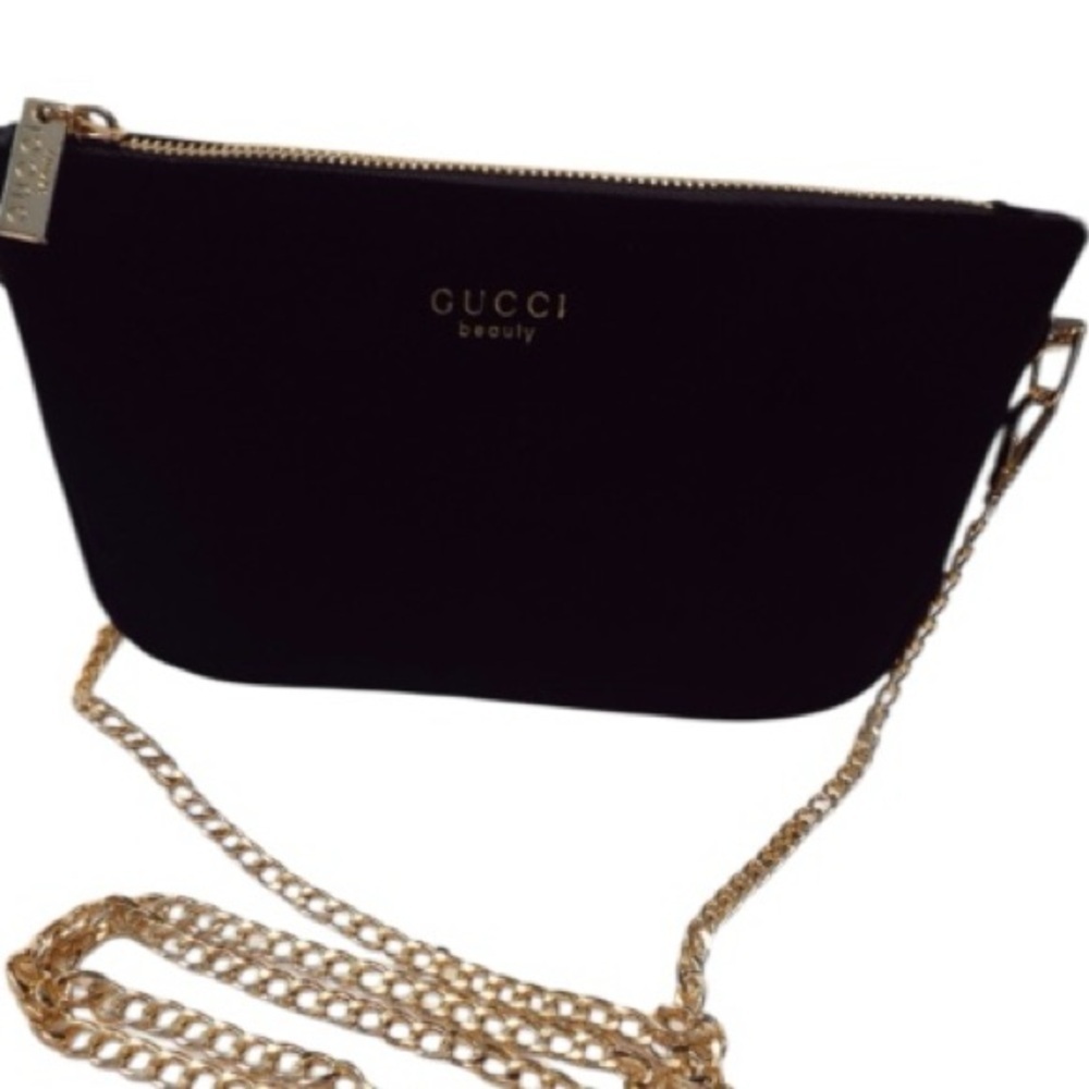 GWP Gucci Black Velvet Crossbody Bag with Gold Chain